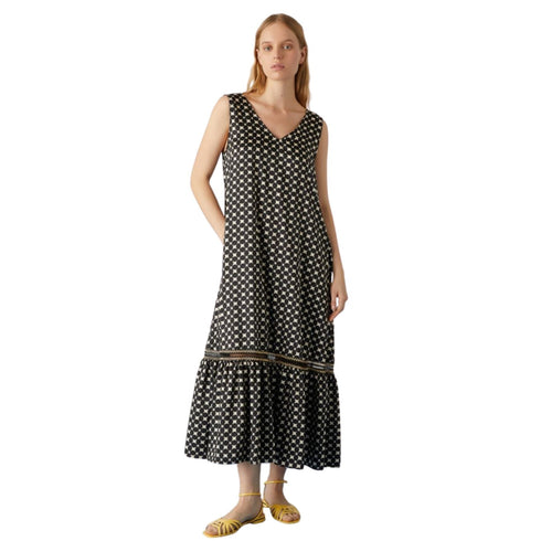 Abito Donna GIANNI Midi a pois con scollo a V Nero EMME MARELLA- Francavilla Moda